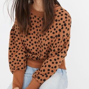 Madewell Pleat Sleeve Sweatshirt in Leopard Dot